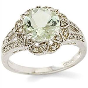 Glamouresq Sterling Silver Green Quartz Ring